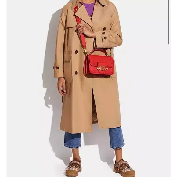 New! Coach Hero Shoulder Bag Sport Red Accordion Style Hangtag Strap Crossbody - Picture 9 of 10